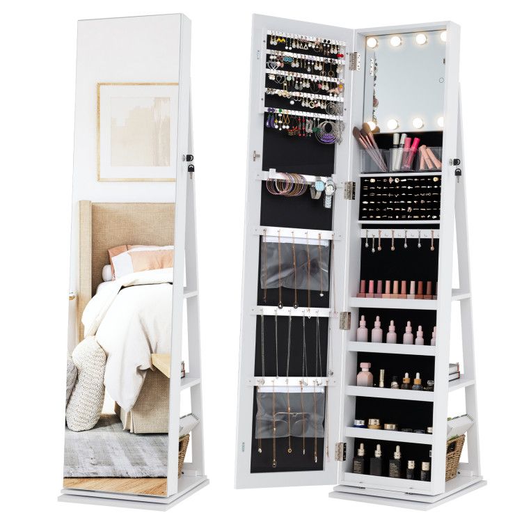 360° Swivel Jewelry Cabinet with Full Length Mirror