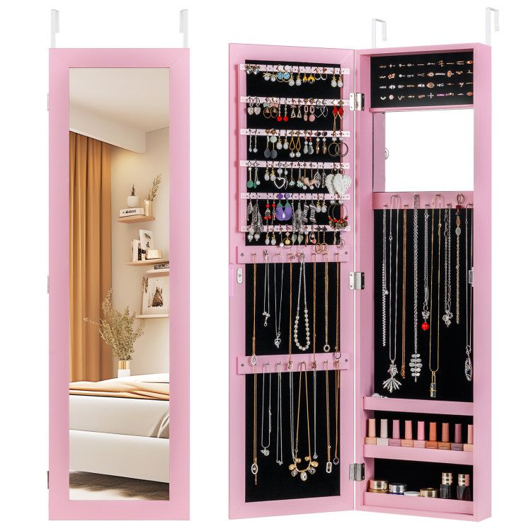 Jewelry Cabinet Wall or Door Mounted Jewelry Armoire Modern Hanging Jewelry Organizer