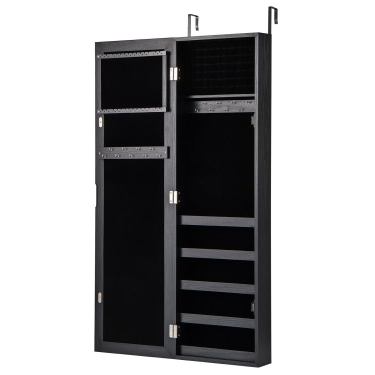 Jewelry Cabinet Wall or Door Mounted Jewelry Armoire with Full-Length Mirror