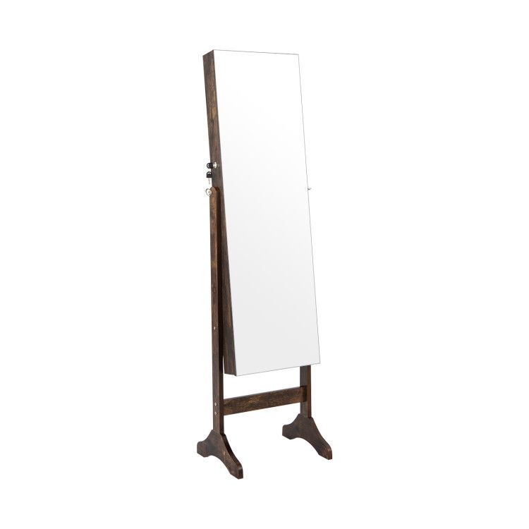 Standing Jewelry Organizer Armoire with Full-Length Mirror