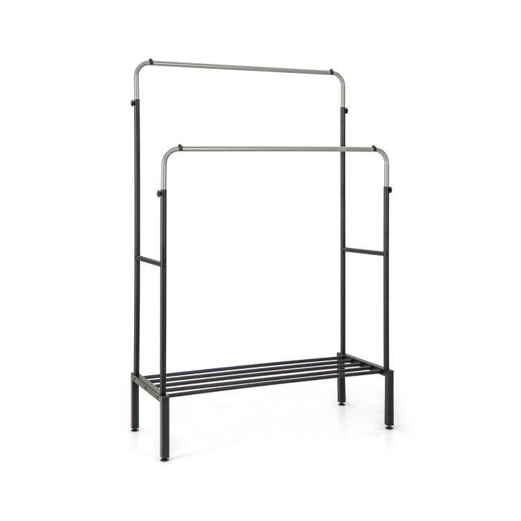 Double Rod Clothes Garment Rack with Adjustable Heights Double Rod Clothes Garment Rack with Adjustable Heights