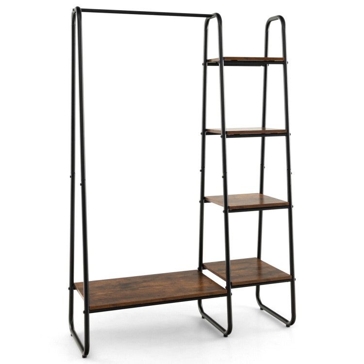 Clothes Rack Free Standing Storage Tower with Hanging Bar