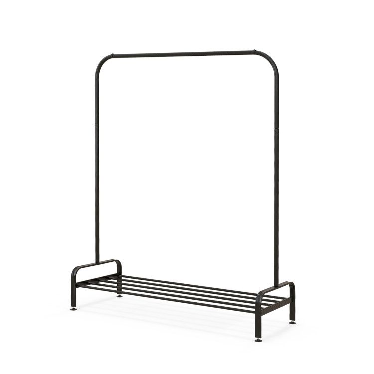 Heavy Duty Clothes Stand Rack with Top Rod and Lower Storage Shelf