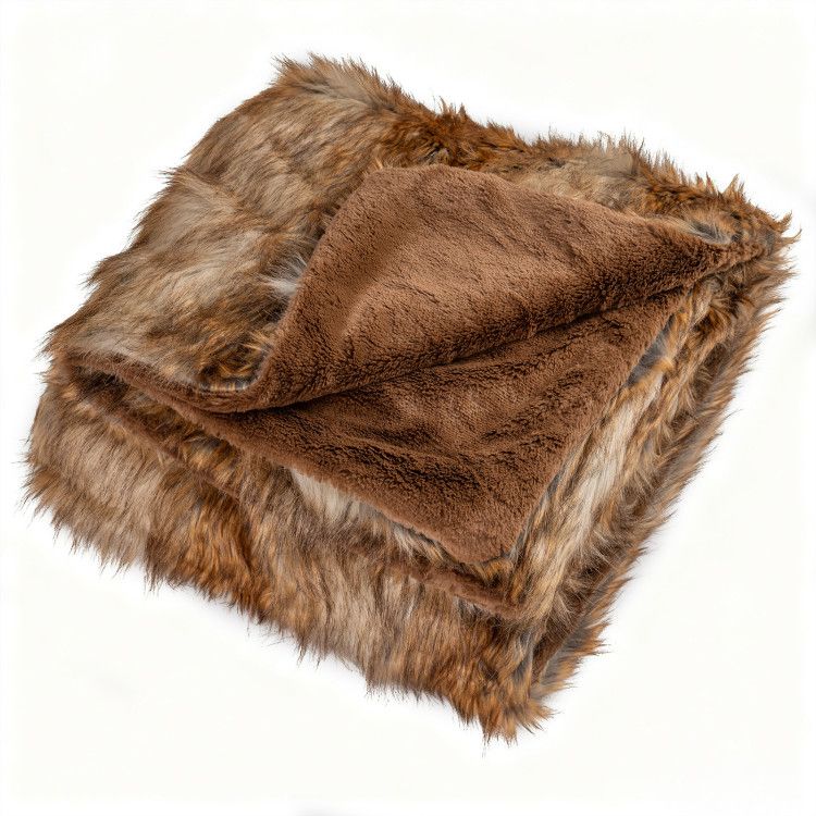 540GSM Soft Plush Fuzzy Luxury Faux Raccoon Fur Blanket for Bed