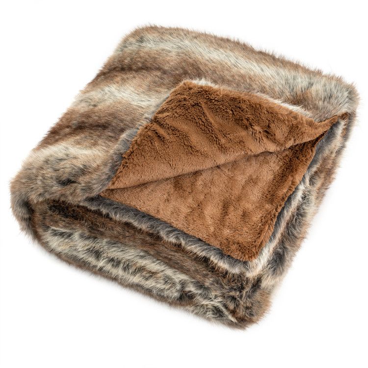 780GSM Soft Plush Fuzzy Luxury Faux Fox Fur Blanket for Sofa