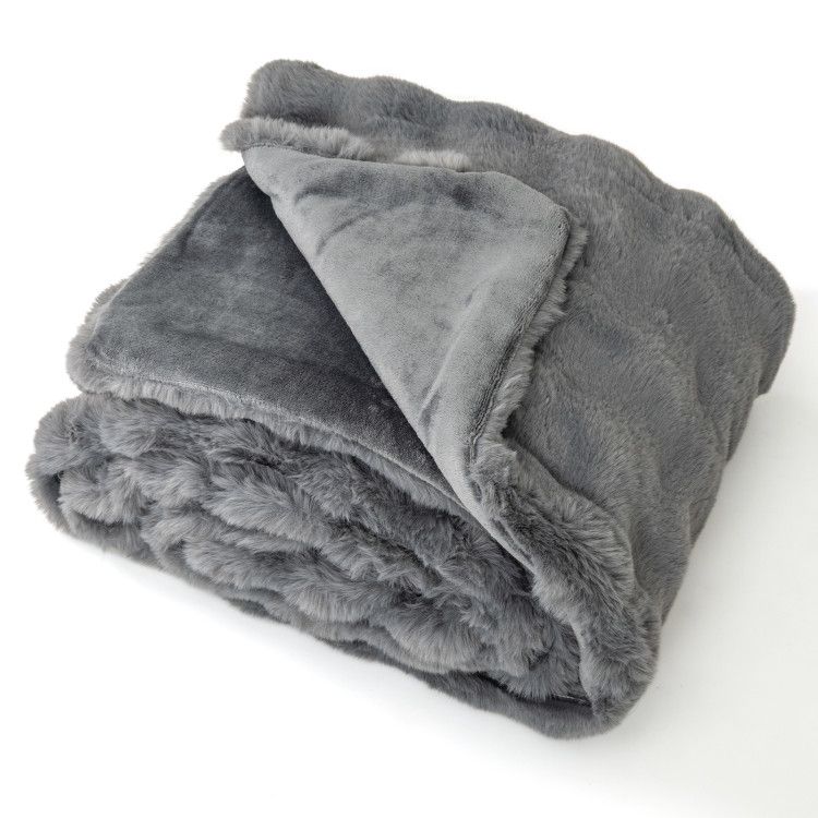 Luxury Fuzzy Plush Rabbit Fur Bubble Blanket for Armchair