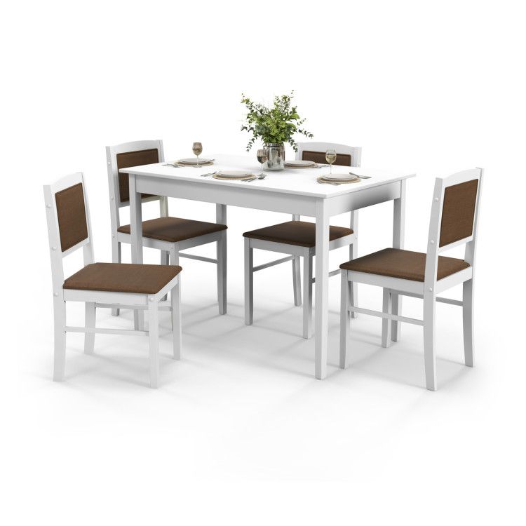 5-Piece Dining Set for 4 with Rubber Wood Legs for Small Dining Room
