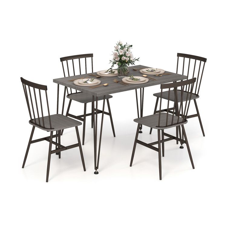 5-Piece Dining Table Set for 4 with 360° Swivel Feet for Small Place
