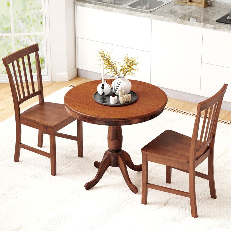 3 Pieces Wooden Dining Table and Chair Set for Cafe Kitchen Living Room