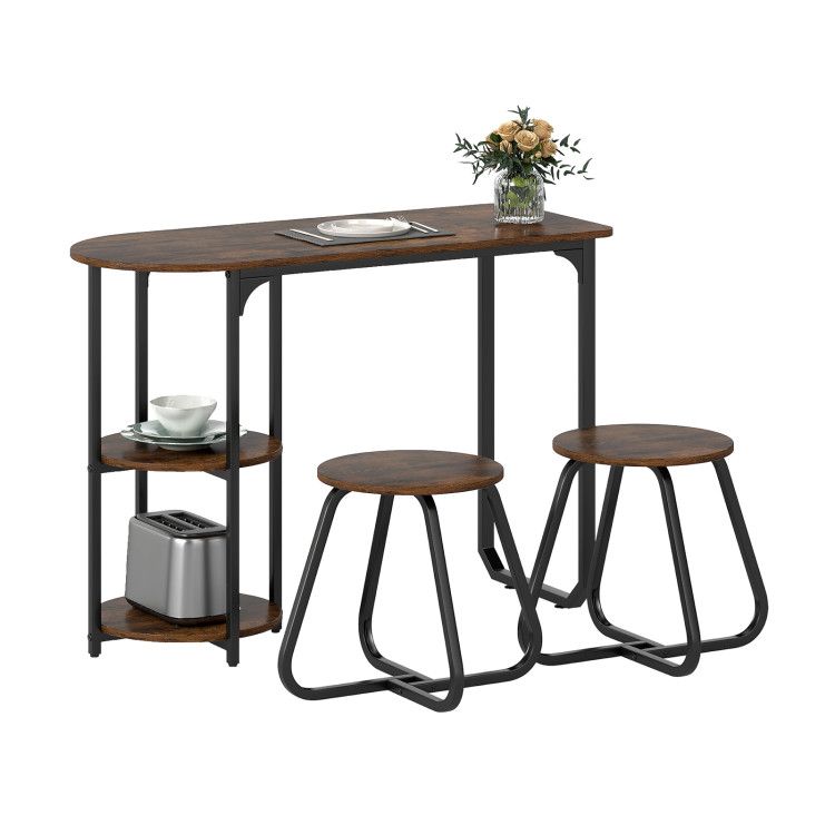 3-Piece Industrial Dining Table Set for Small Space