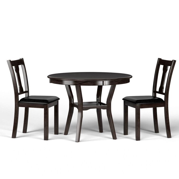 5-Piece Round Dining Table Set Wooden Kitchen Modern Table and 4 Chairs