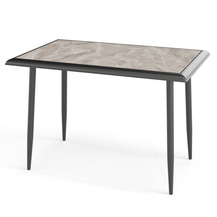 Sintered Stone Dining Table 44" Rectangular Kitchen Table with Metal Frame Indoor Modern Breakfast Table for Living Room Dining Room