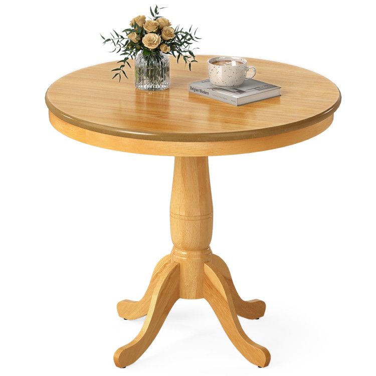 32 Inch Wooden Round Pub Pedestal Side Table