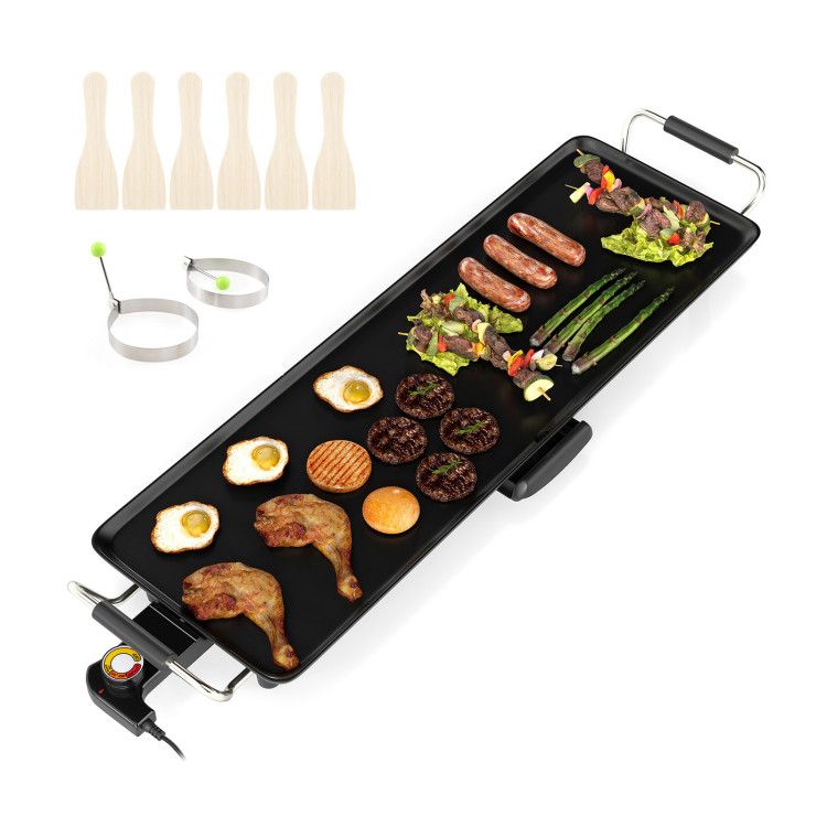 27/35 Inch Large Electric Griddle Nonstick BBQ Grill with Adjustable Temperature