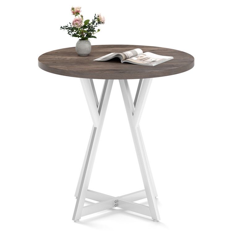 36 Inch Round Dining Table with Metal Pedestal Base