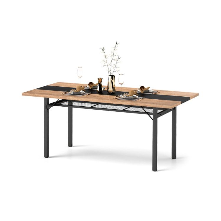 6 Feet Dining Table with Heavy-Duty Metal Frame for 6-8 People