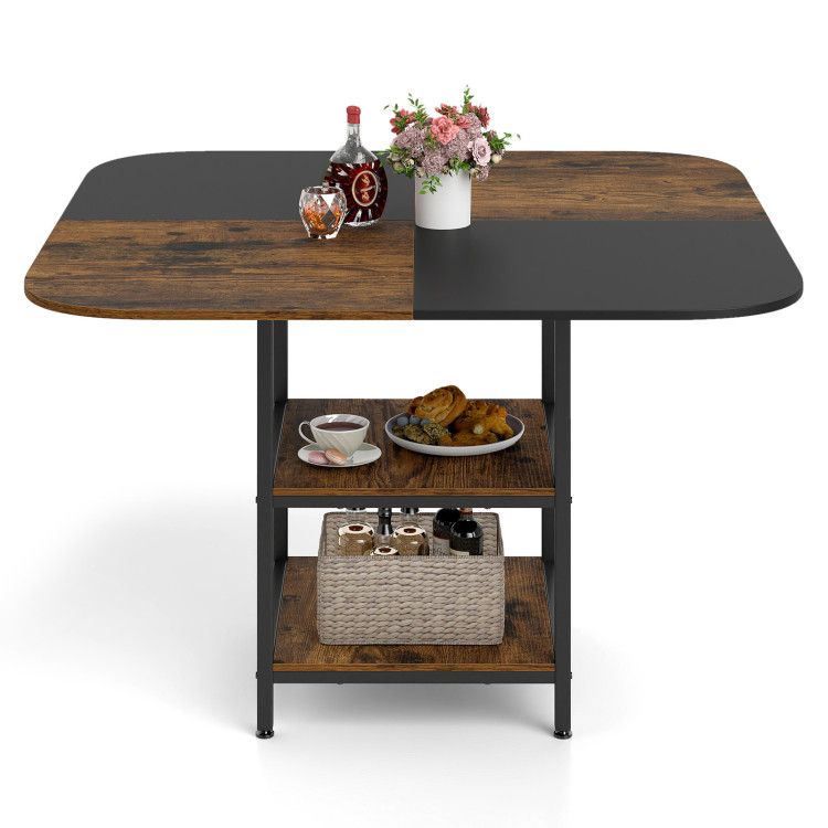 47.5 inch Modern Dining Table, Square Kitchen Table with Mix-colored Tabletop