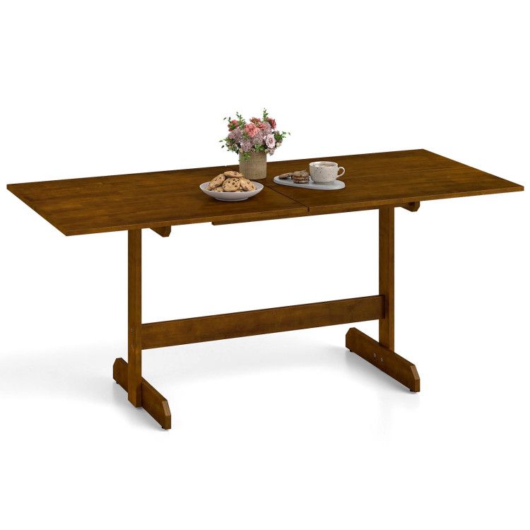 71 Inch Farmhouse Dining Table Wooden Kitchen Table for 6-8 with Rubber Wood Legs