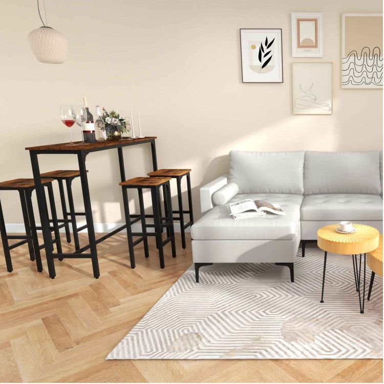 8-Piece Complete Industrial and Modern Living and Dining Room Set