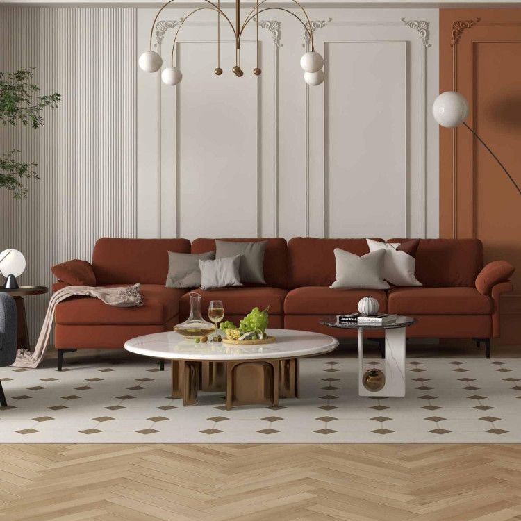 Accent Chair + Side Table + L-Shaped Sectional Sofa /3-Piece Modern Living Room Furniture Set/ Accent Chair + Side Table + L-Shaped Sectional Sofa /3-Piece Modern Living Room Furniture Set/