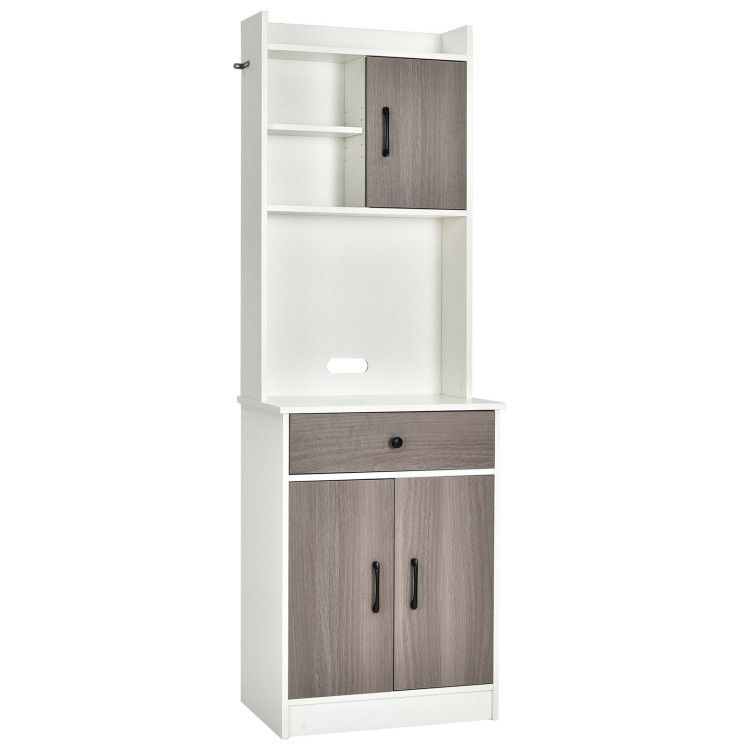 3-Door 71 Inch Kitchen Buffet Pantry Storage Cabinet with Hutch and Adjustable Shelf 3-Door 71 Inch Kitchen Buffet Pantry Storage Cabinet with Hutch and Adjustable Shelf