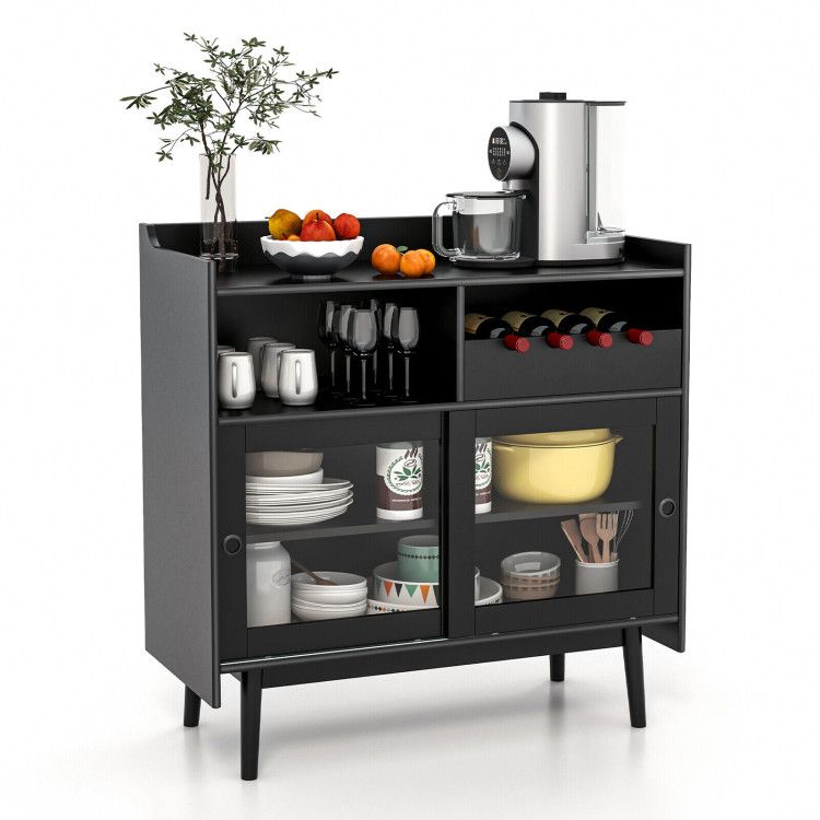 Kitchen Buffet Sideboard with Wine Rack and Sliding Door Kitchen Buffet Sideboard with Wine Rack and Sliding Door