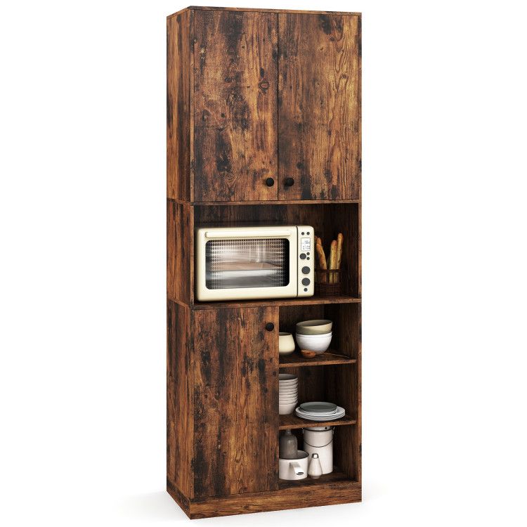 Kitchen Pantry Storage Cabinet with Microwave Stand and Open Shelves Kitchen Pantry Storage Cabinet with Microwave Stand and Open Shelves