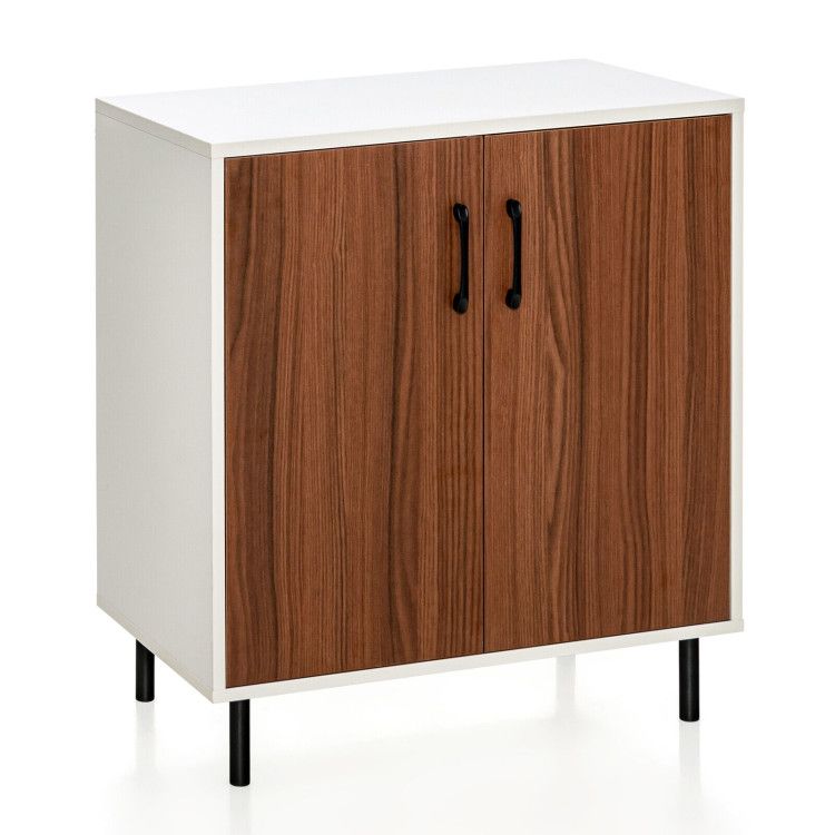 Wood Buffet Side Cabinet with 2 Doors and 5-Position Adjustable Shelf Wood Buffet Side Cabinet with 2 Doors and 5-Position Adjustable Shelf