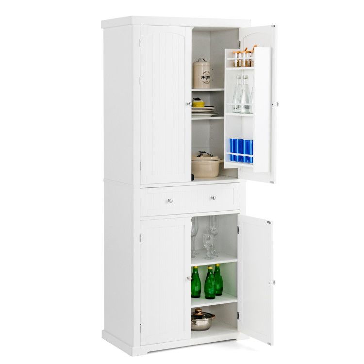 72 Inch Freestanding Kitchen Pantry Cabinet 4 Doors Storage Cupboard Shelves Drawer 72 Inch Freestanding Kitchen Pantry Cabinet 4 Doors Storage Cupboard Shelves Drawer