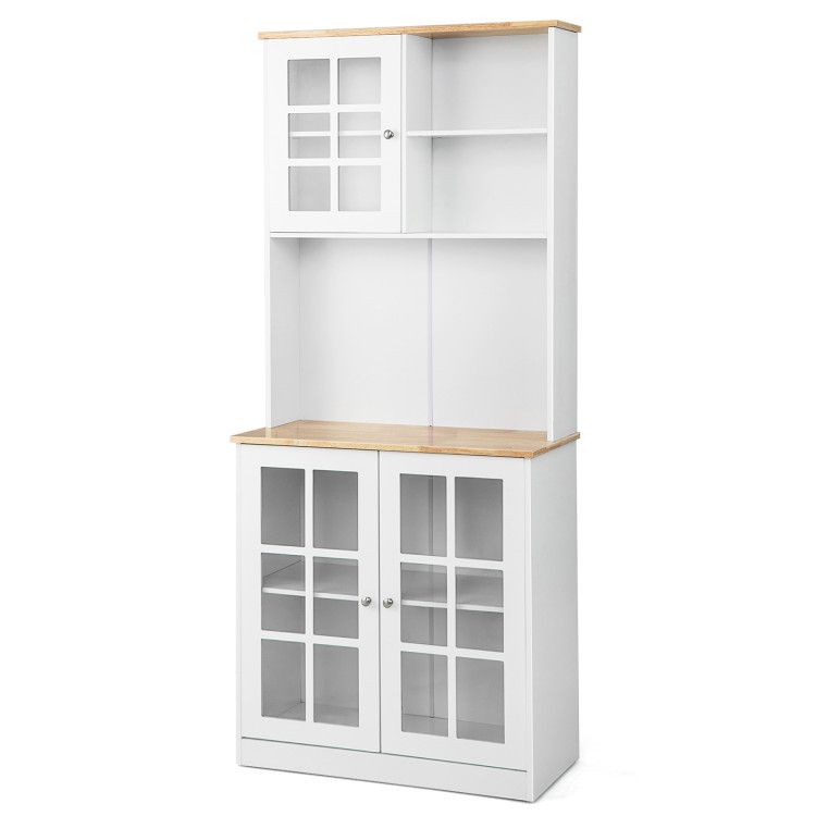 72 Inch Freestanding Pantry Cabinet with Hutch and Adjustable Shelf 72 Inch Freestanding Pantry Cabinet with Hutch and Adjustable Shelf