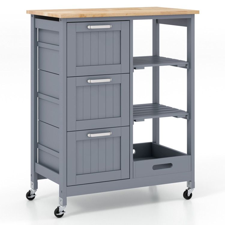 Rolling Kitchen Island Utility Storage Cart with 3 Large Drawers