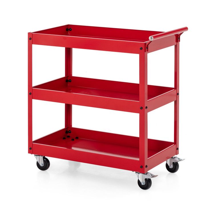 3-Tier Utility Cart with Steel Frame and Four Wheels 3-Tier Utility Cart with Steel Frame and Four Wheels