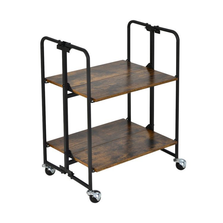 Foldable Rolling Cart with Storage Shelves for Kitchen Foldable Rolling Cart with Storage Shelves for Kitchen