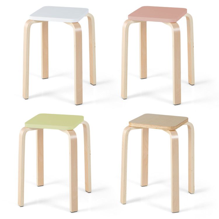 Stackable Stools Set of 4 with Square Top and Rounded Corners Stackable Stools Set of 4 with Square Top and Rounded Corners