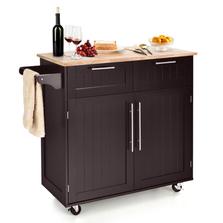 Kitchen Island Cart Rolling Storage Trolley with Towel Rack and Drawer Kitchen Island Cart Rolling Storage Trolley with Towel Rack and Drawer