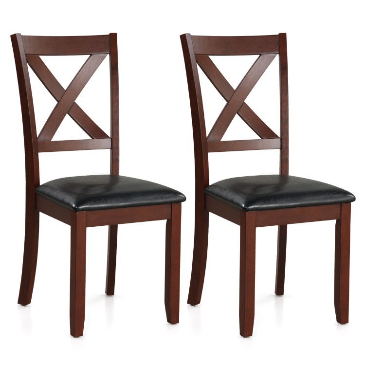 Set of 2 Wooden Kitchen Dining Chair with Padded Seat and Rubber Wood Legs Set of 2 Wooden Kitchen Dining Chair with Padded Seat and Rubber Wood Legs