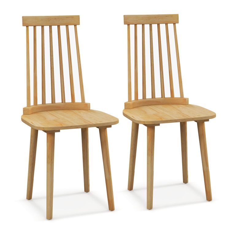 Windsor Dining Chairs Set of 2 with High Spindle Back and Natural Rubber Wood Legs for Dining Room Living Room Windsor Dining Chairs Set of 2 with High Spindle Back and Natural Rubber Wood Legs for Dining Room Living Room