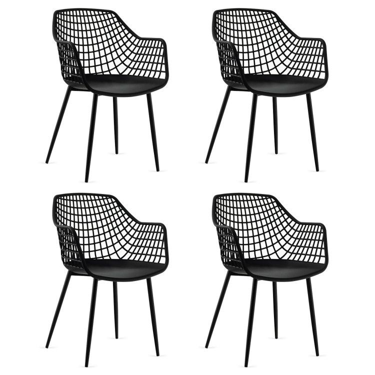 Set of 4 Heavy Duty Modern Dining Chair with Airy Hollow Backrest Set of 4 Heavy Duty Modern Dining Chair with Airy Hollow Backrest