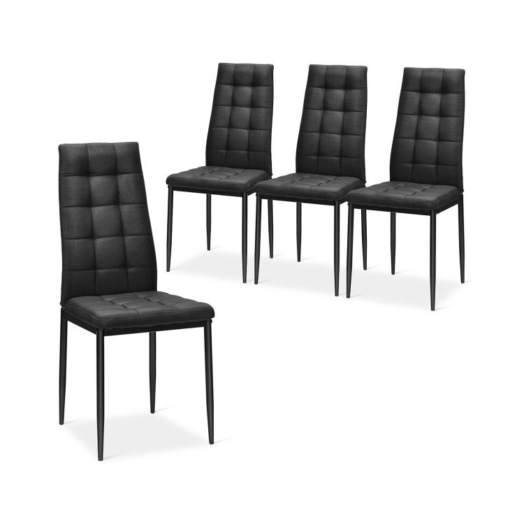 Set of 4 Fabric Dining Chairs Set with Upholstered Cushion and High Back Set of 4 Fabric Dining Chairs Set with Upholstered Cushion and High Back
