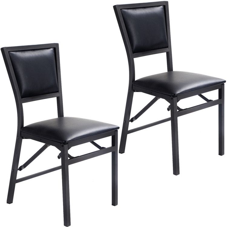 Set of 2 Metal Folding Dining Chair with Space Saving Design Set of 2 Metal Folding Dining Chair with Space Saving Design