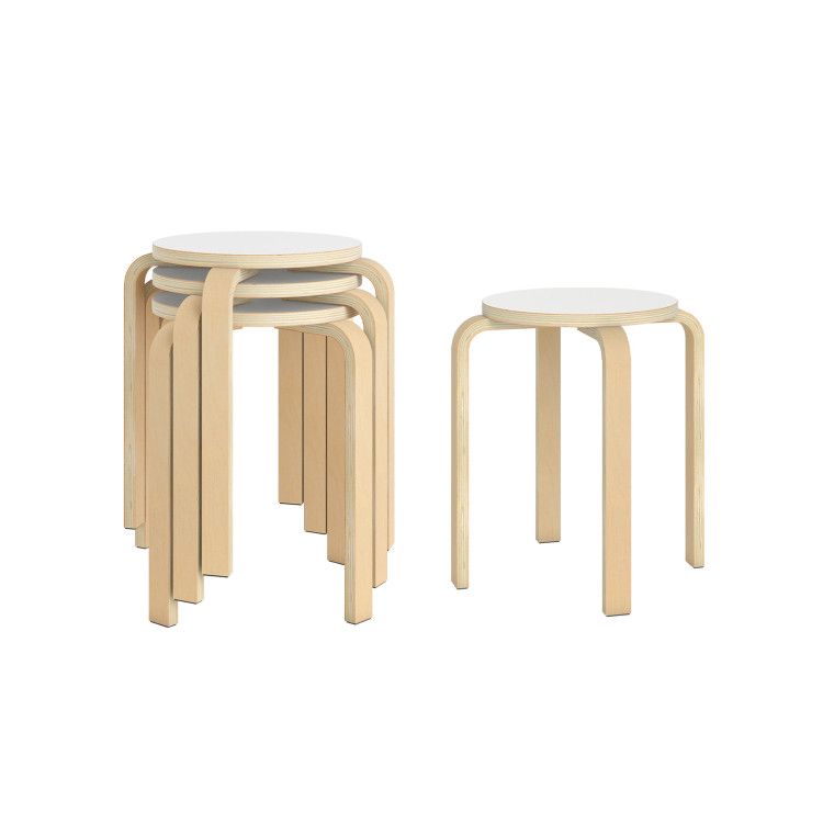 Set of 4 18 Inch Stackable Bentwood Dining Chairs with Round Top