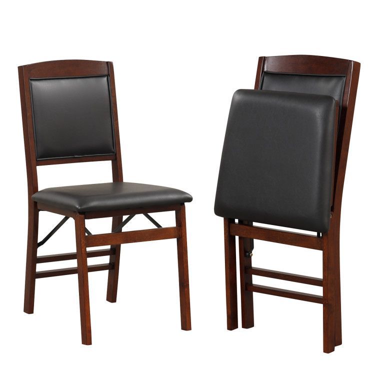 Set of 2 Folding Dining Chairs with Padded Seat and High Backrest Set of 2 Folding Dining Chairs with Padded Seat and High Backrest