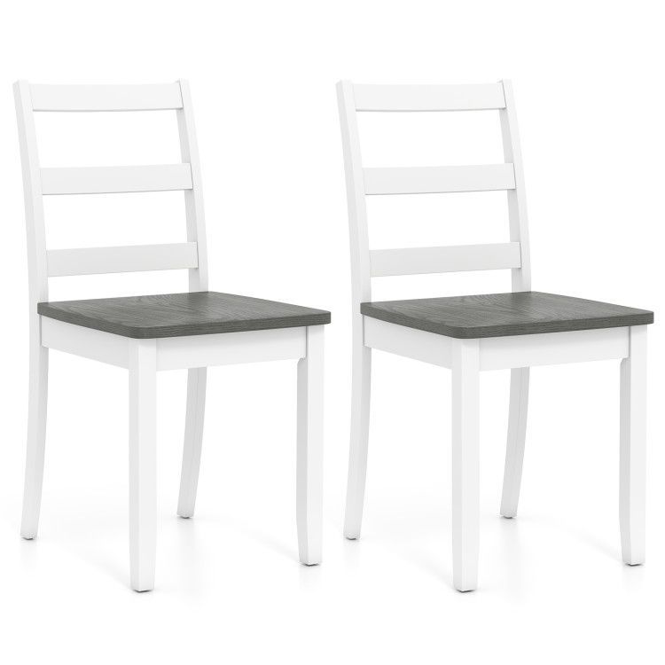 Set of 2 Wood Dining Chairs with Solid Rubber Wood Legs