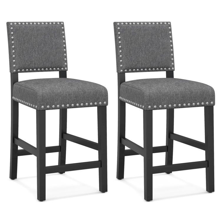 38.5/43.5 Inch Set of 2 Counter Height Chairs with Solid Rubber Wood Frame 38.5/43.5 Inch Set of 2 Counter Height Chairs with Solid Rubber Wood Frame
