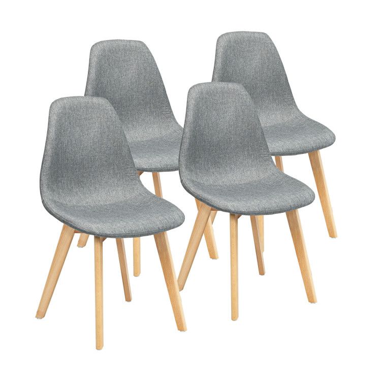 4 Pieces Modern Dining Chair Set with Wood Legs and Fabric Cushion Seat 4 Pieces Modern Dining Chair Set with Wood Legs and Fabric Cushion Seat