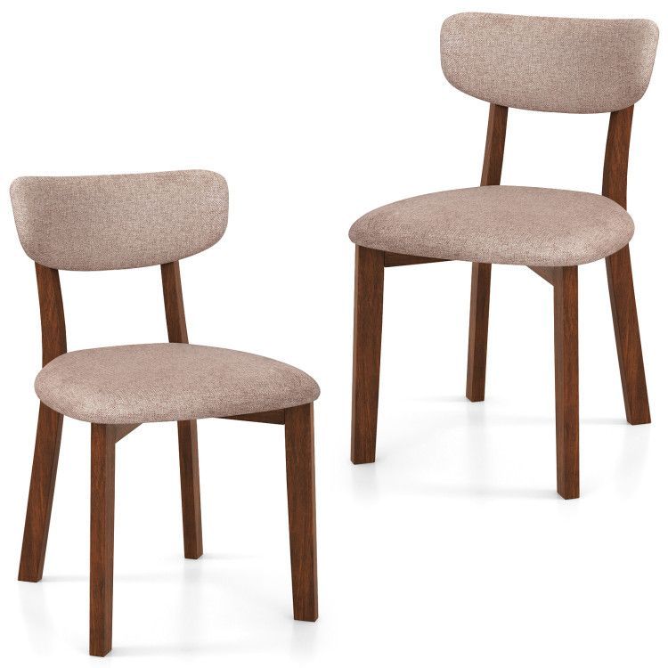 Dining Chairs Set of 2 Upholstered Mid-Back Chairs with Solid Rubber Wood Frame Dining Chairs Set of 2 Upholstered Mid-Back Chairs with Solid Rubber Wood Frame