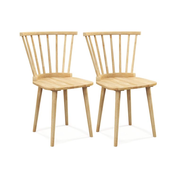 Windsor Dining Chairs Set of 2 Rubber Wood Kitchen Chairs with Spindle Back Windsor Dining Chairs Set of 2 Rubber Wood Kitchen Chairs with Spindle Back