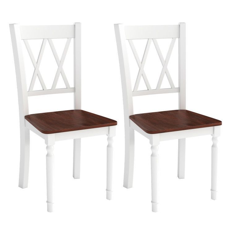 Set of 2/4 Wooden Farmhouse Kitchen Chairs with Rubber Wood Seat Set of 2/4 Wooden Farmhouse Kitchen Chairs with Rubber Wood Seat