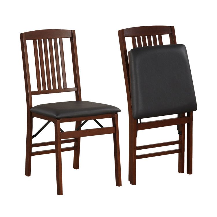 Set of 2 Foldable Upholstered Kitchen Chairs with Padded Seat Set of 2 Foldable Upholstered Kitchen Chairs with Padded Seat