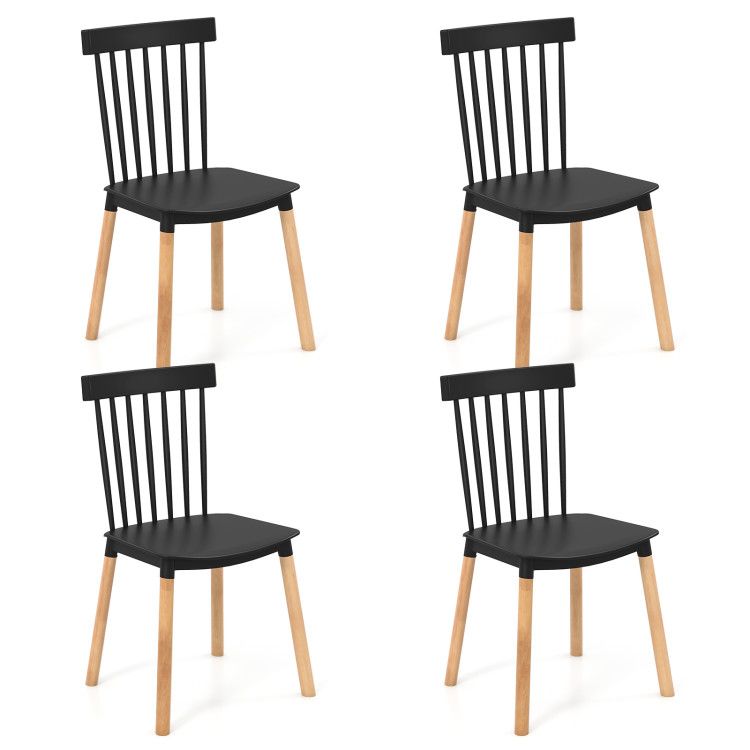 Set of 4 Windsor Dining Chairs with Spindle Backs and Curved Seats Set of 4 Windsor Dining Chairs with Spindle Backs and Curved Seats